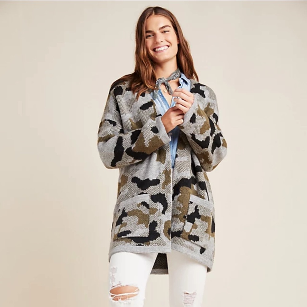 Anthropologie Vera Camo Cardigan
